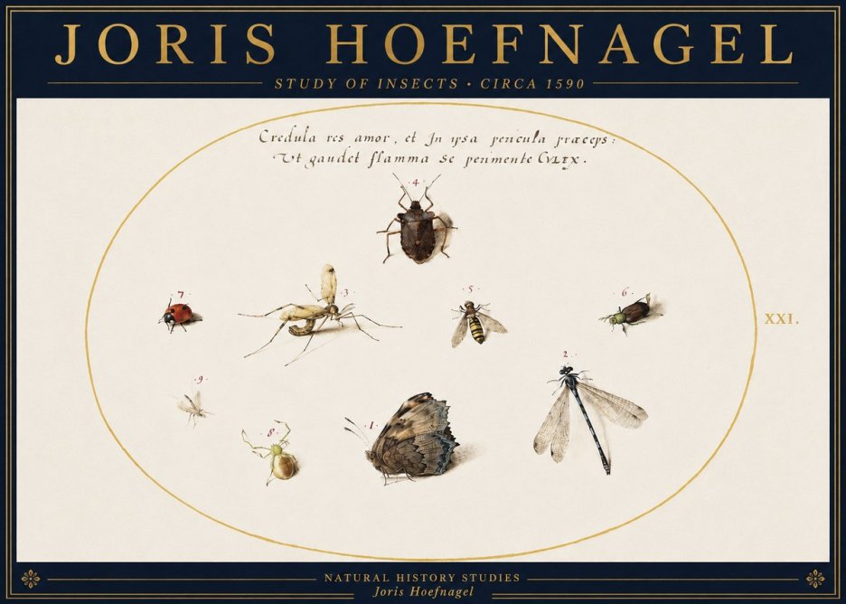 Joris Hoefnagel Study of Insects • Circa 1590 No4 - Plakát