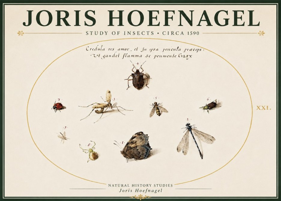 Joris Hoefnagel Study of Insects • Circa 1590 No5 - Plakát