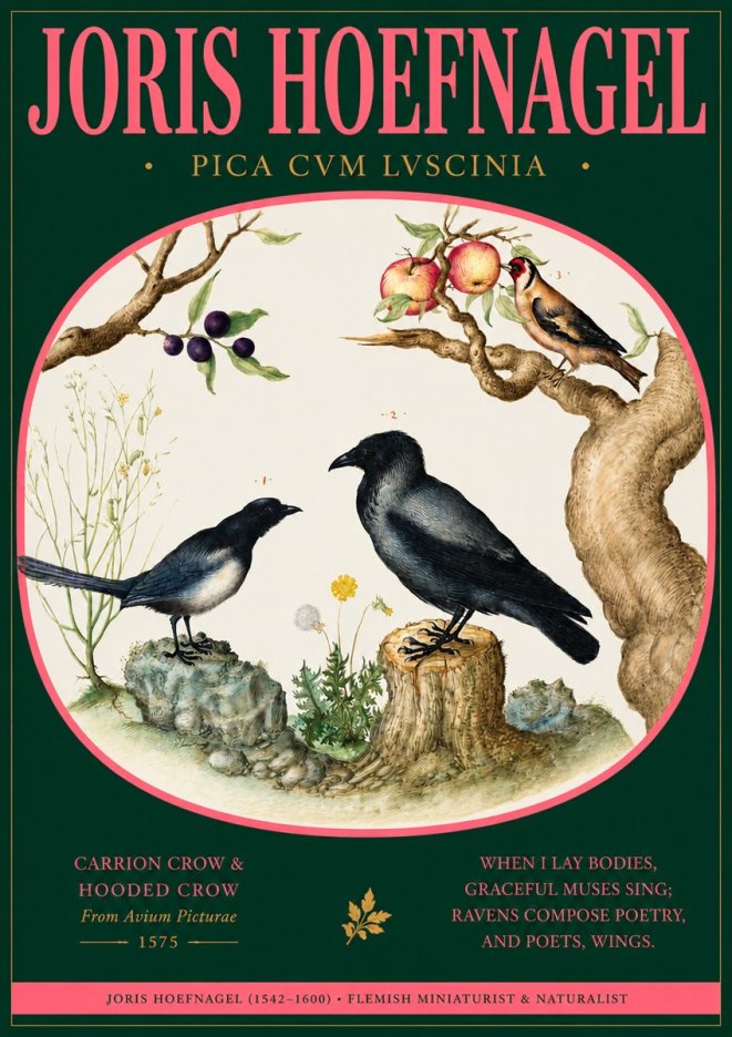Joris Hoefnagel Carrion Crow & Hooded Crow No2 - Plakát