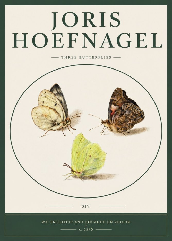 Joris Hoefnagel Three Butterflies II No2 - Plakát