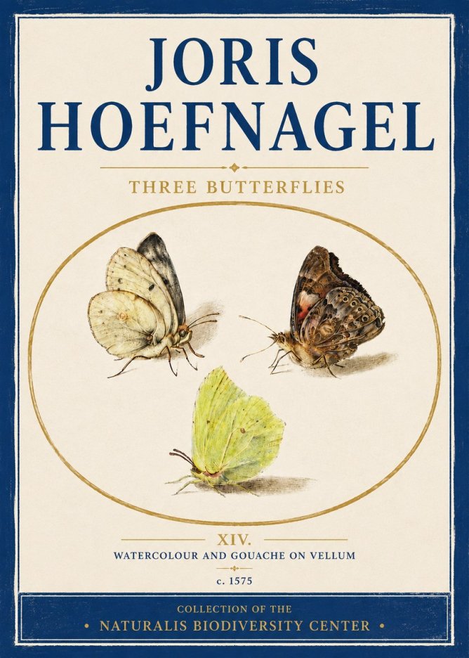 Joris Hoefnagel Three Butterflies II No4 - Plakát