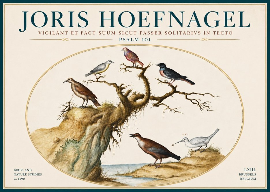 Joris Hoefnagel Vigilant Et Fact Suum Sicut Passer Solitarius in Tecto No6 - Plakát