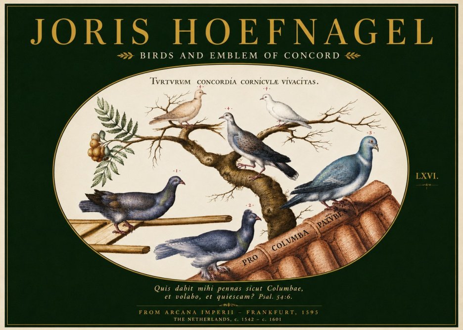 Joris Hoefnagel Birds and Emblem of Concord No3 - Plakát
