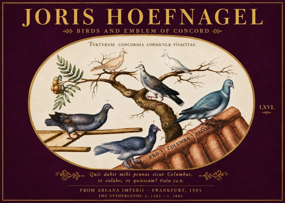Joris Hoefnagel Birds and Emblem of Concord No5 - Plakát