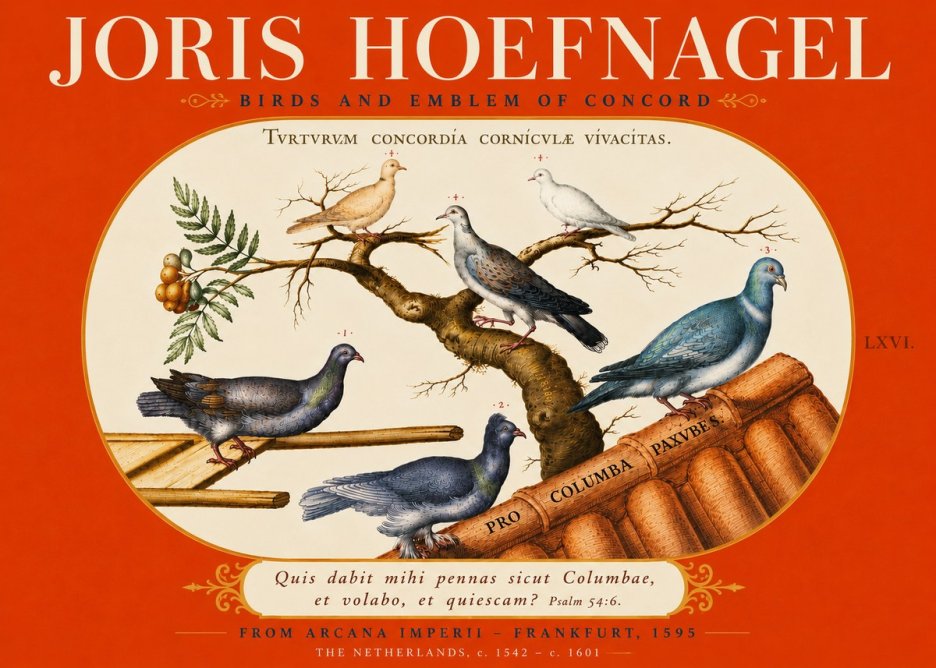 Joris Hoefnagel Birds and Emblem of Concord No6 - Plakát
