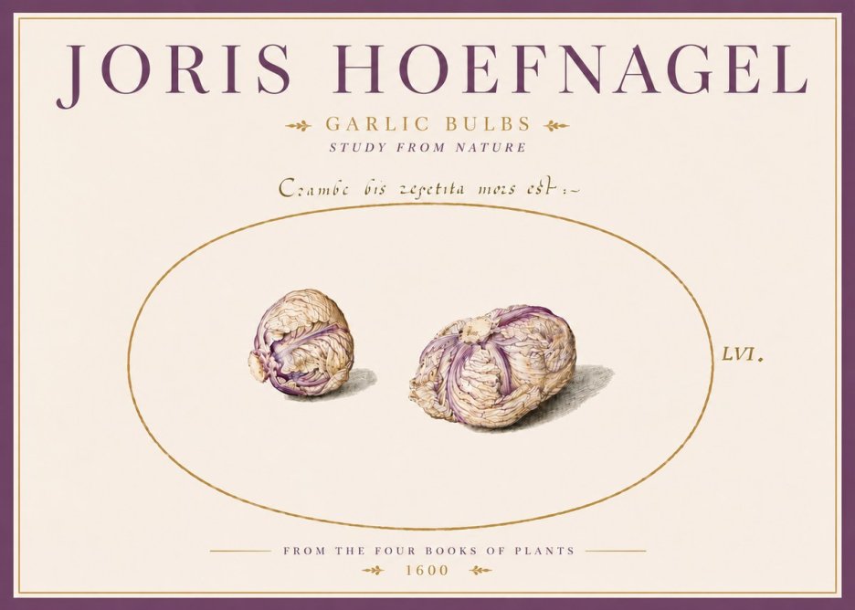 Joris Hoefnagel Garlic Bulbs Study from Nature No5 - Plakát