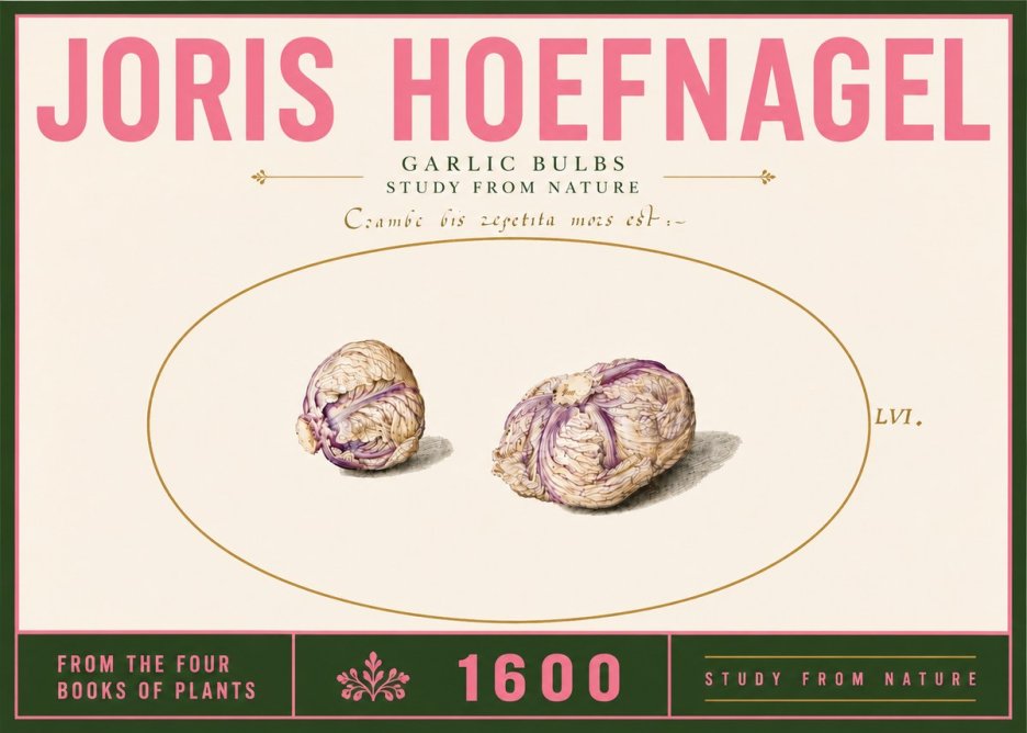 Joris Hoefnagel Garlic Bulbs Study from Nature No6 - Plakát