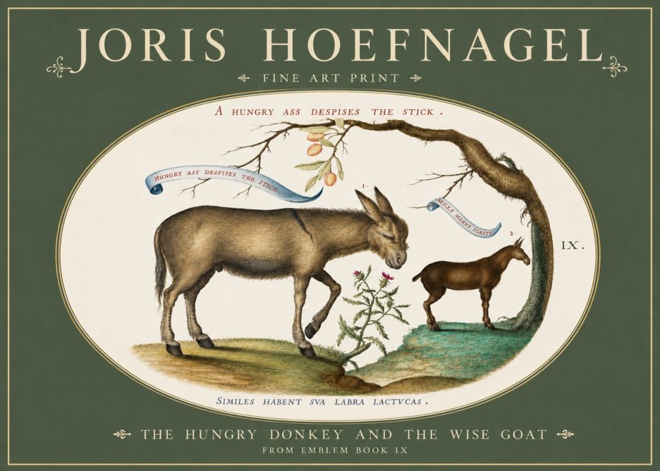 Joris Hoefnagel The Hungry Donkey and the Wise Goat No3 - Plakát
