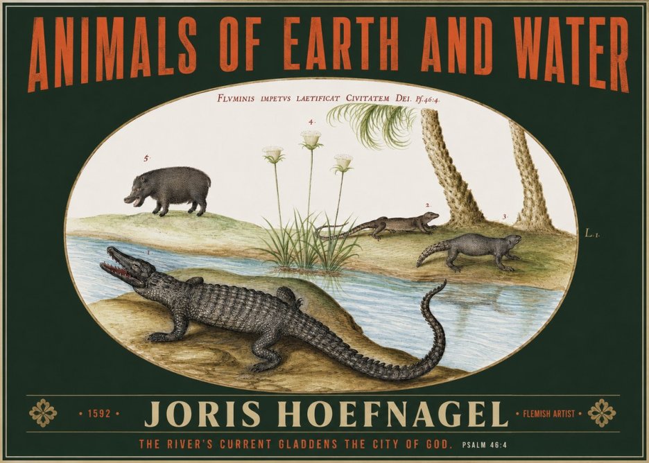 Joris Hoefnagel Animals of Earth and Water No2 - Plakát