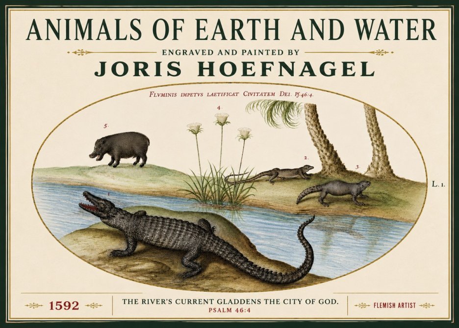 Joris Hoefnagel Animals of Earth and Water No5 - Plakát