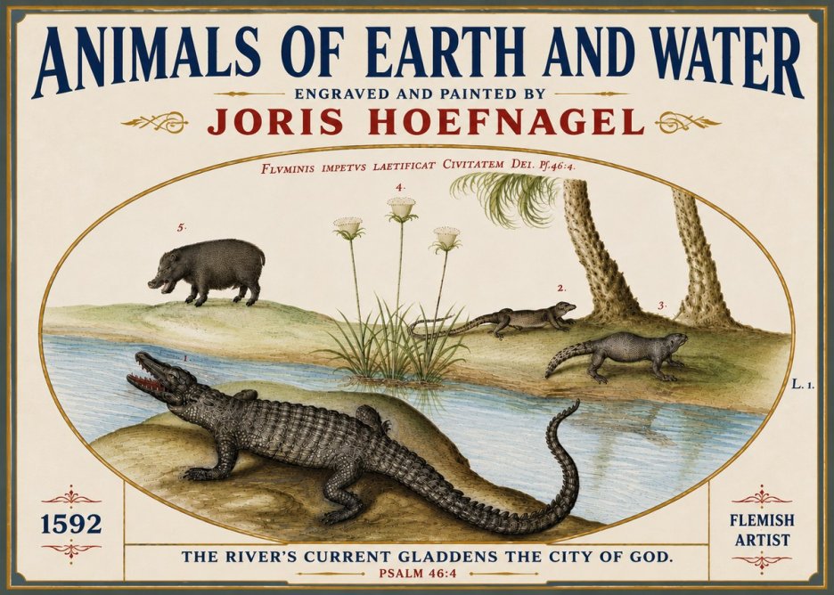 Joris Hoefnagel Animals of Earth and Water No6 - Plakát