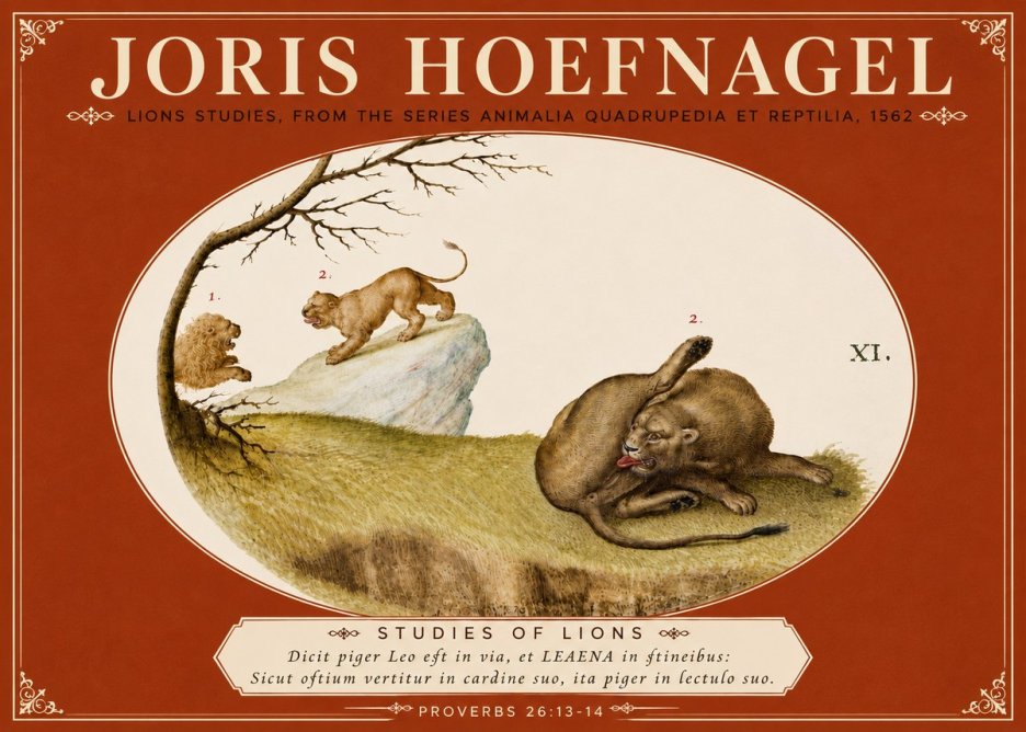Joris Hoefnagel Lions Studies No6 - Plakát