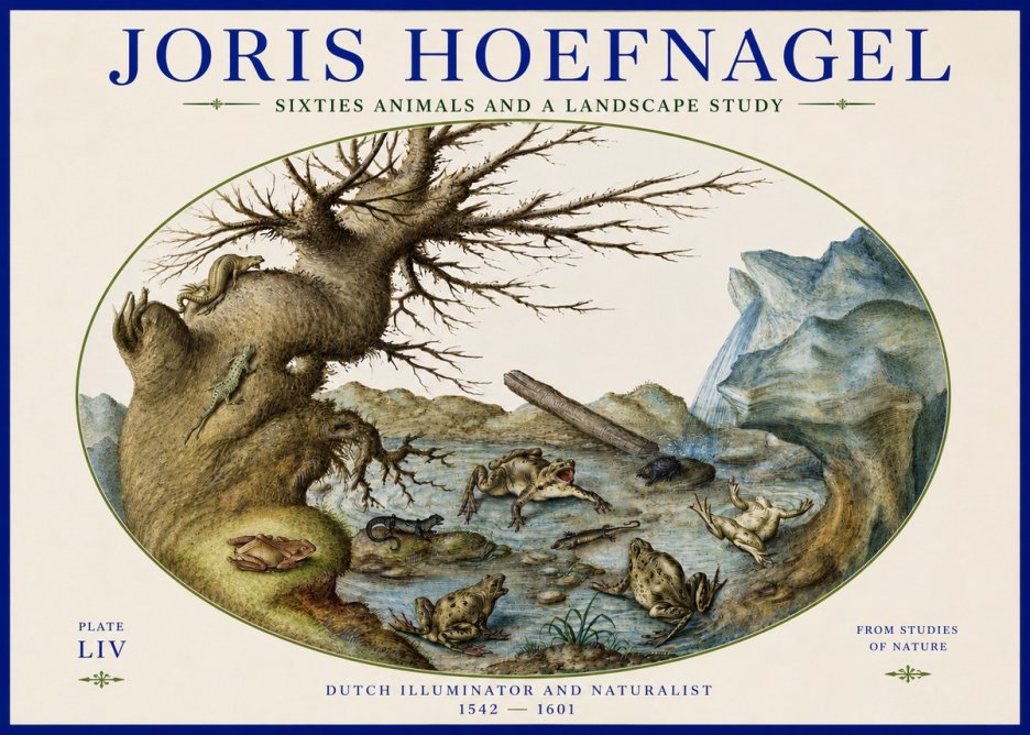 Joris Hoefnagel Sixtties Animals and a Landscape Study No3 - Plakát