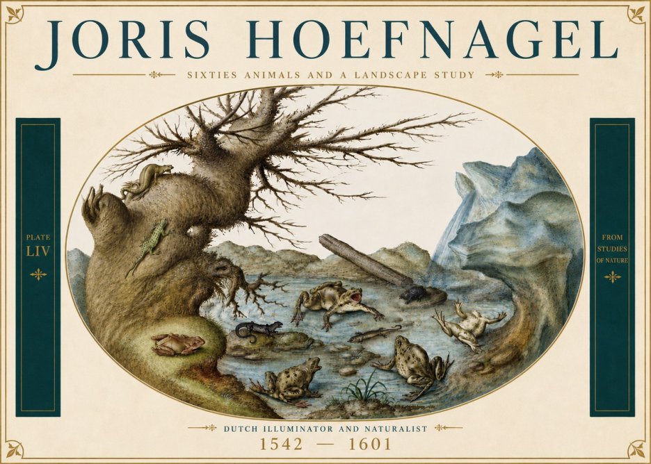 Joris Hoefnagel Sixtties Animals and a Landscape Study No4 - Plakát