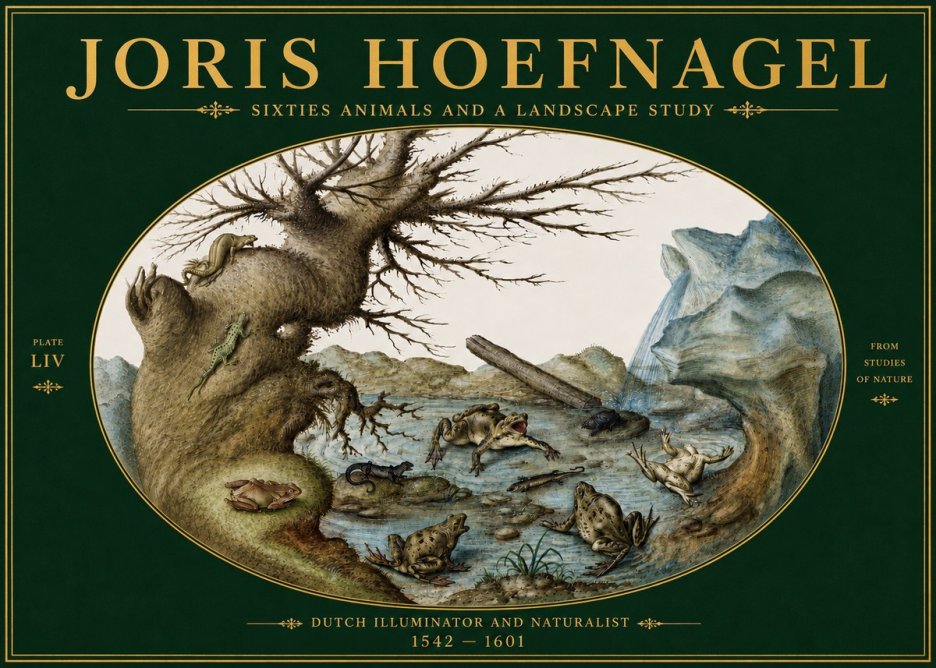 Joris Hoefnagel Sixtties Animals and a Landscape Study No5 - Plakát