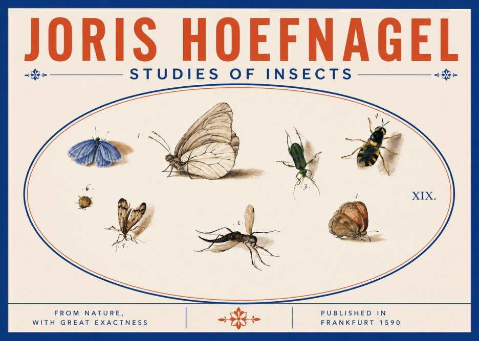 Joris Hoefnagel Studies of Insects V No5 - Plakát
