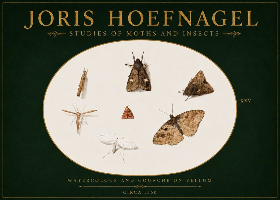 Joris Hoefnagel Studies of Moths and Insects - Xxv. No4 - Plakát
