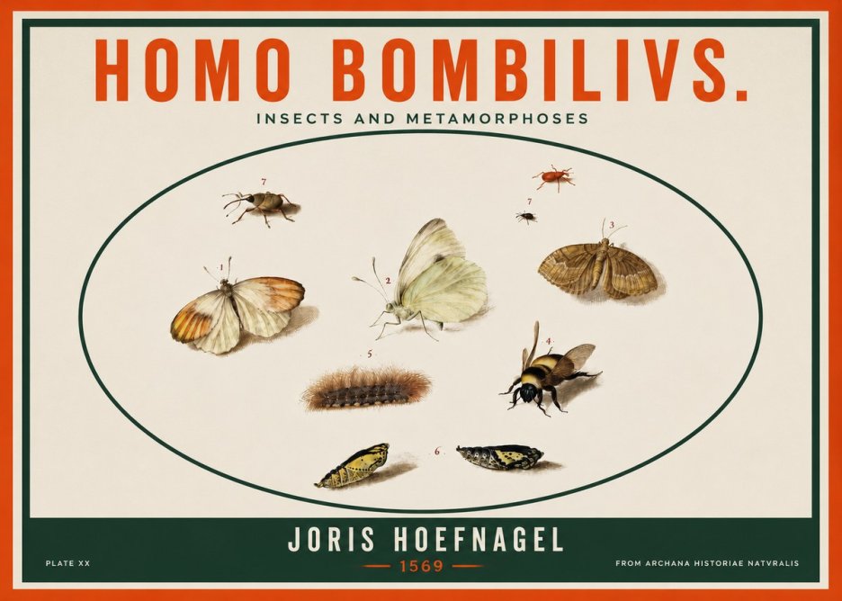 Joris Hoefnagel Homo Bombilivs. Insecta Et Metamorphoses No3 - Plakát