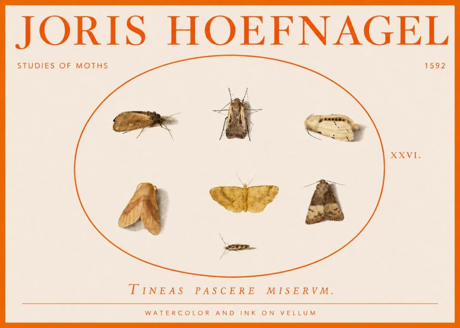 Joris Hoefnagel Studies of Moths II No3 - Plakát