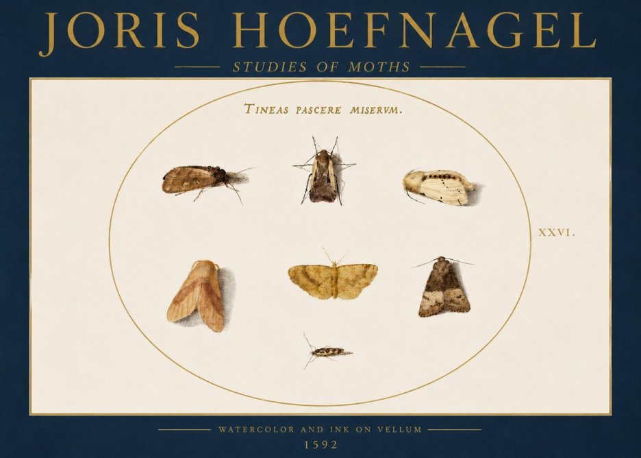Joris Hoefnagel Studies of Moths II No4 - Plakát