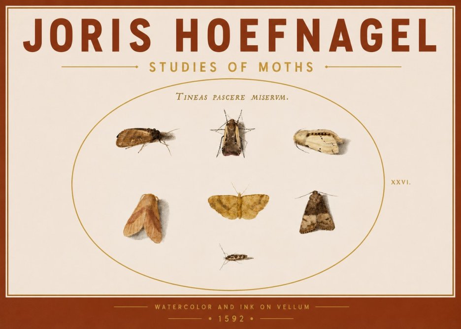 Joris Hoefnagel Studies of Moths II No5 - Plakát
