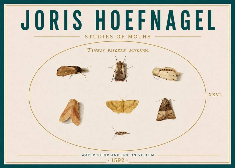 Joris Hoefnagel Studies of Moths II No6 - Plakát