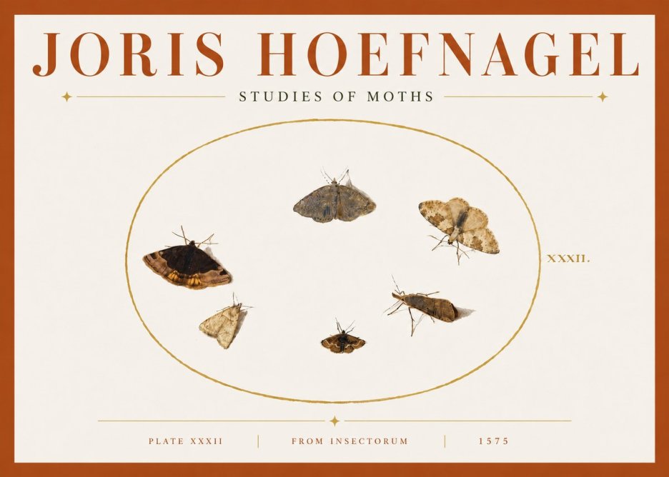 Joris Hoefnagel Studies of Moths III No5 - Plakát