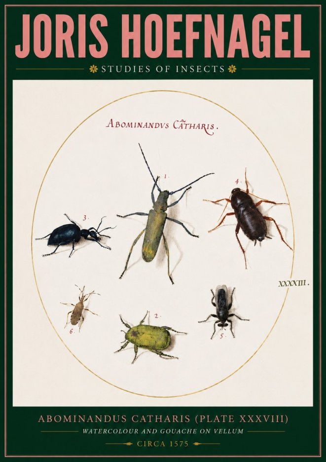 Joris Hoefnagel Abominandus Catharis (Plate Xxxviii) No2 - Plakát