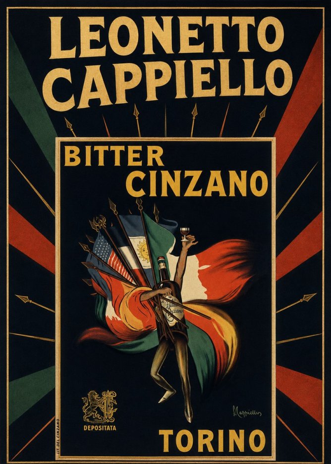 Leonetto Cappiello Bitter Cinzano Torino No5 - Plakát
