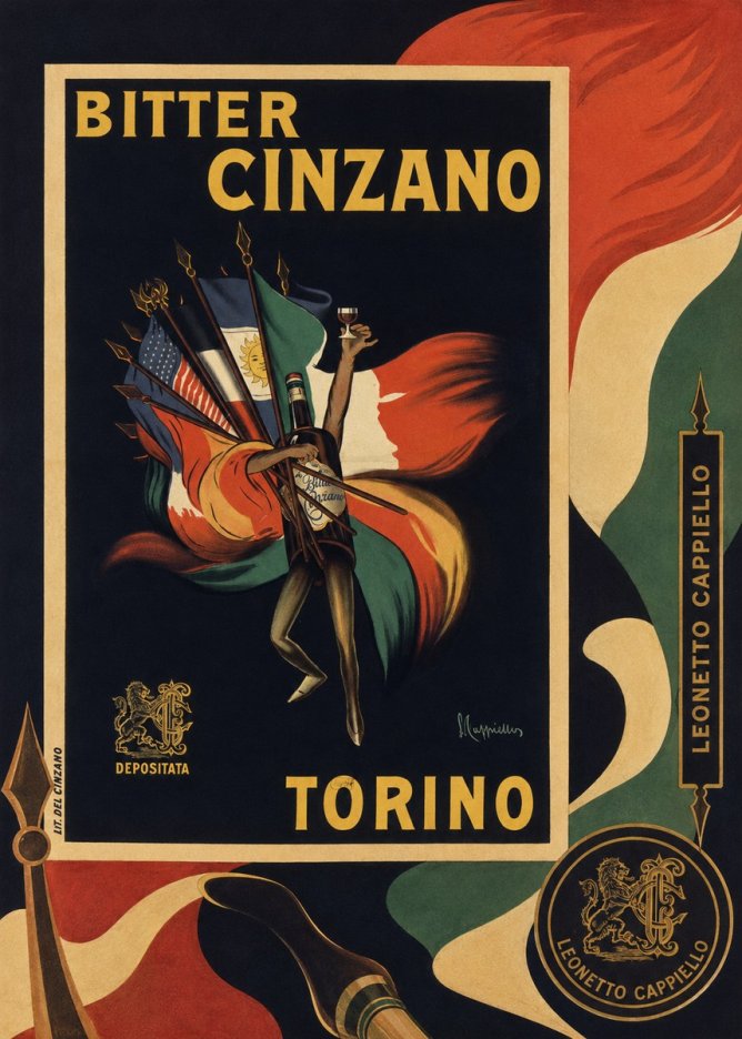 Leonetto Cappiello Bitter Cinzano Torino No6 - Plakát