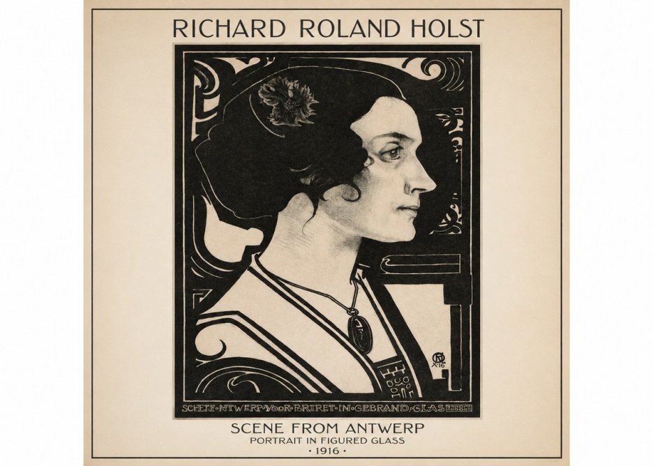 Richard Roland Holst Scene from Antwerp - Portrait in Figured Glass No1 - Plakát