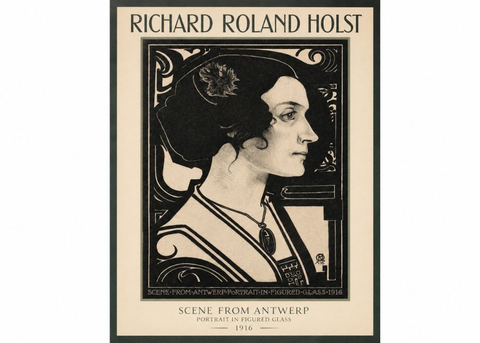 Richard Roland Holst Scene from Antwerp - Portrait in Figured Glass No2 - Plakát