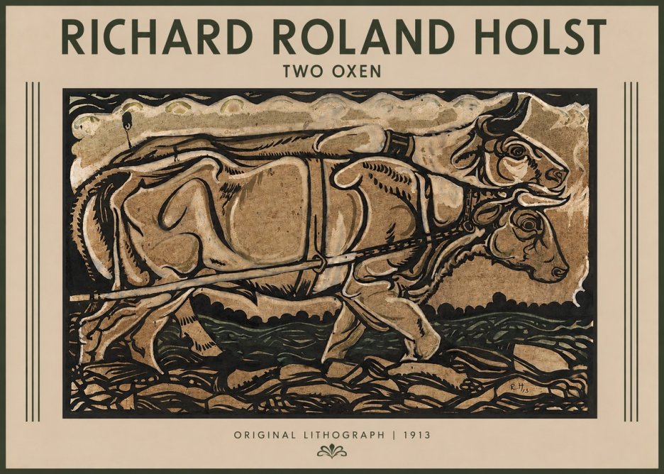 Richard Roland Holst Two Oxen No2 - Plakát