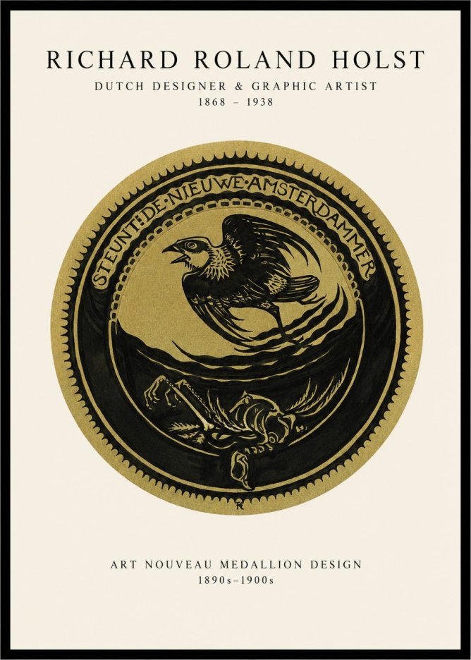 Richard Roland Holst Art Nouveau Medallion Design No1 - Plakát