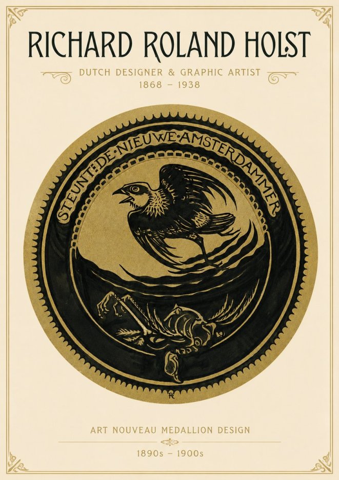 Richard Roland Holst Art Nouveau Medallion Design No3 - Plakát