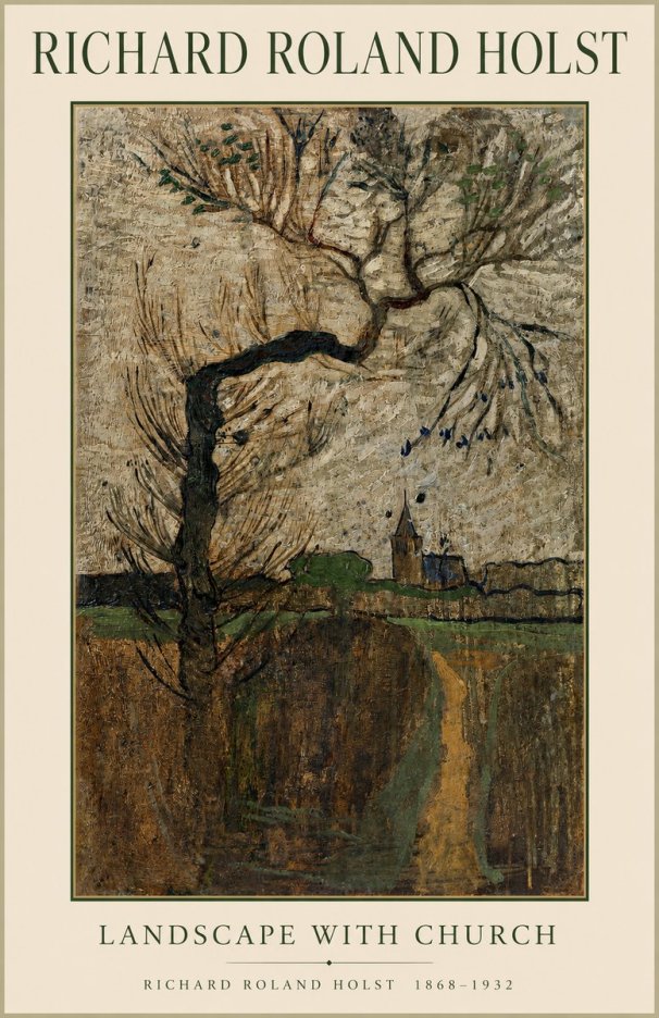 Richard Roland Holst Landscape with Church No1 - Plakát