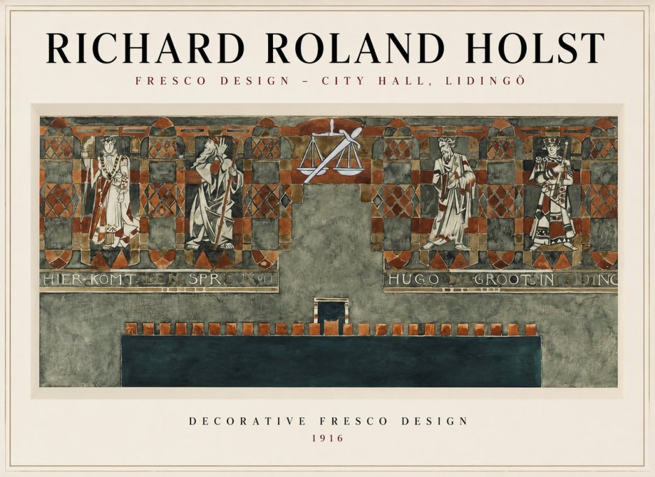 Richard Roland Holst Fresco Design - City Hall, Lidingö No1 - Plakát