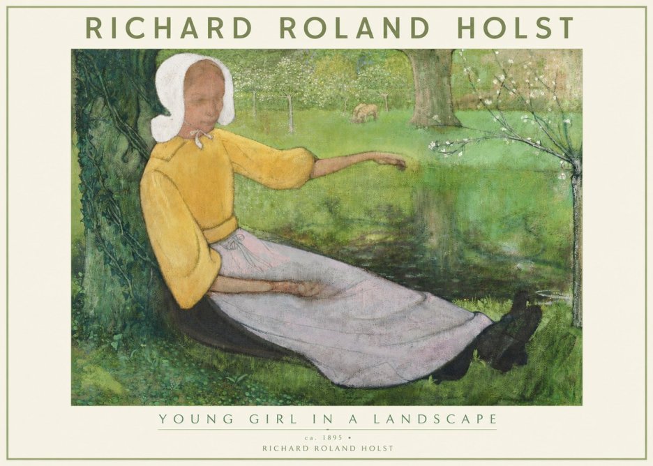 Richard Roland Holst Young Girl Resting by the Pond No3 - Plakát