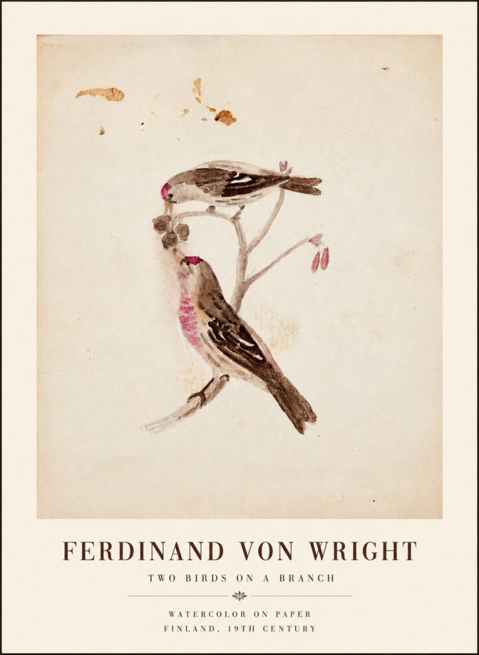 Ferdinand von Wright Two Birds on a Branch No1 - Plakát