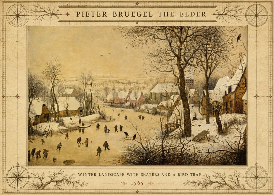 Pieter Bruegel Winter Landscape with Skaters and a Bird Trap No3 - Plakát