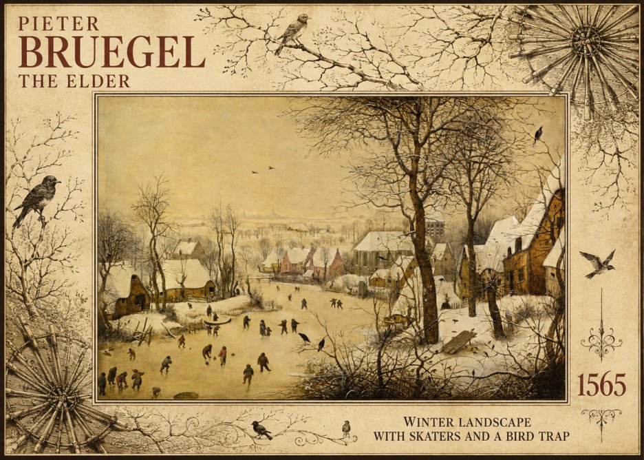 Pieter Bruegel Winter Landscape with Skaters and a Bird Trap No5 - Plakát