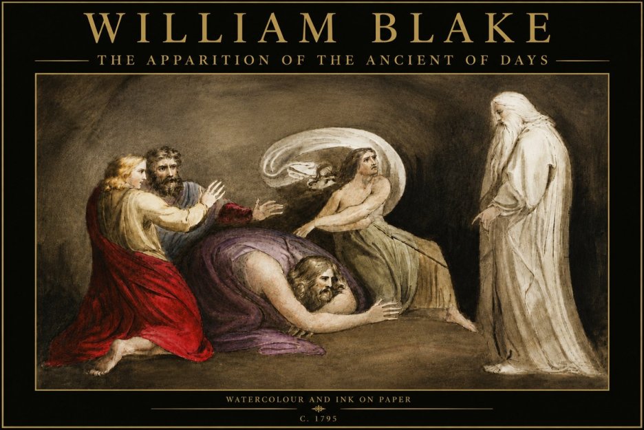 William Blake The Apparition of the Ancient of Days No5 - Plakát