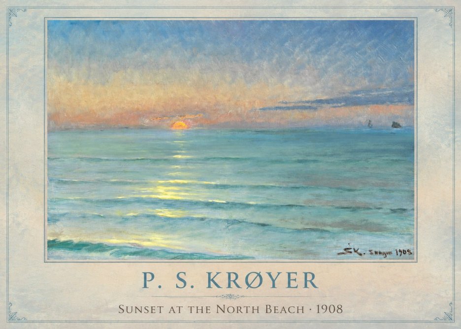 P.S. Krøyer Sunset at the North Beach No1 - Plakát