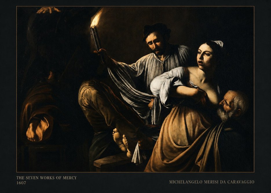 Michelangelo Merisi da Caravaggio The Seven Works of Mercy III No5 - Plakát