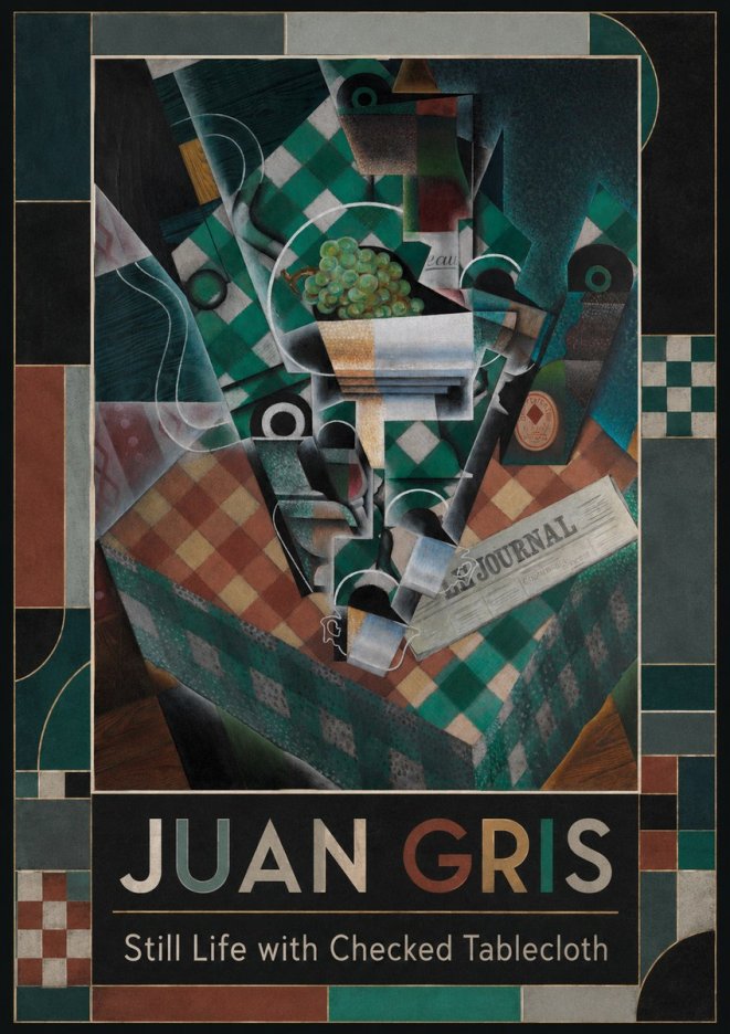 Juan Gris Still Life with Checked Tablecloth No1 - Plakát