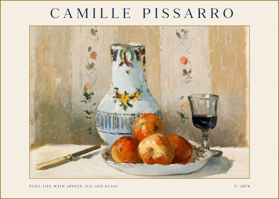 Pissarro Still Life with Apples, Jug and Glass No1 - Plakát