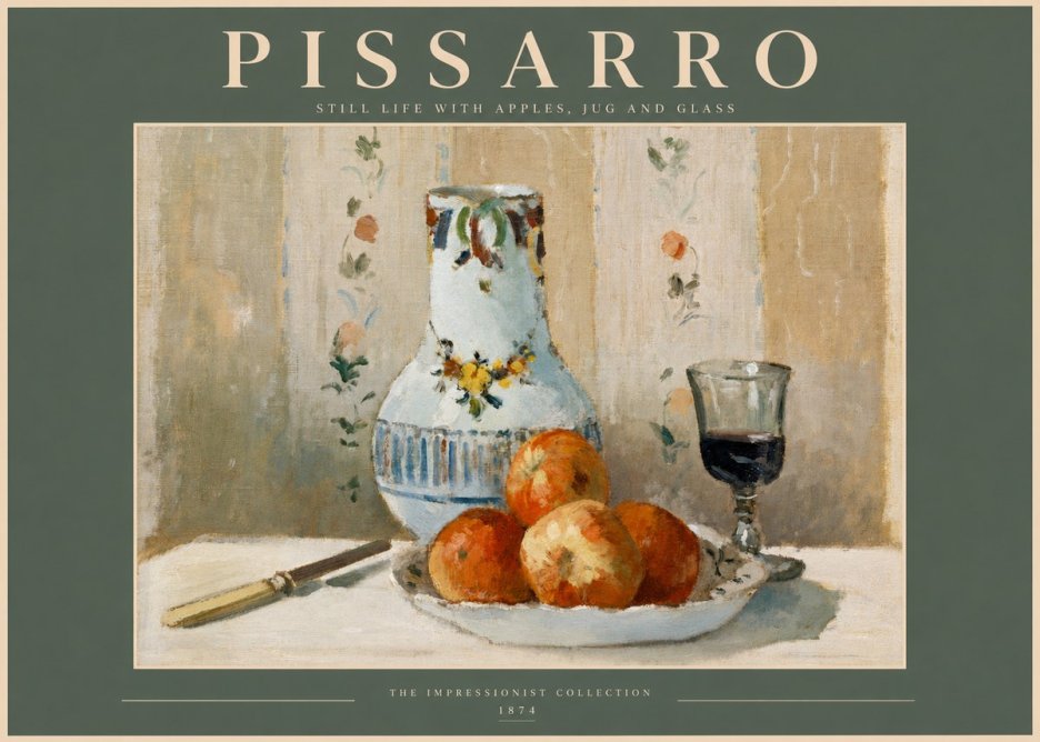 Pissarro Still Life with Apples, Jug and Glass No2 - Plakát