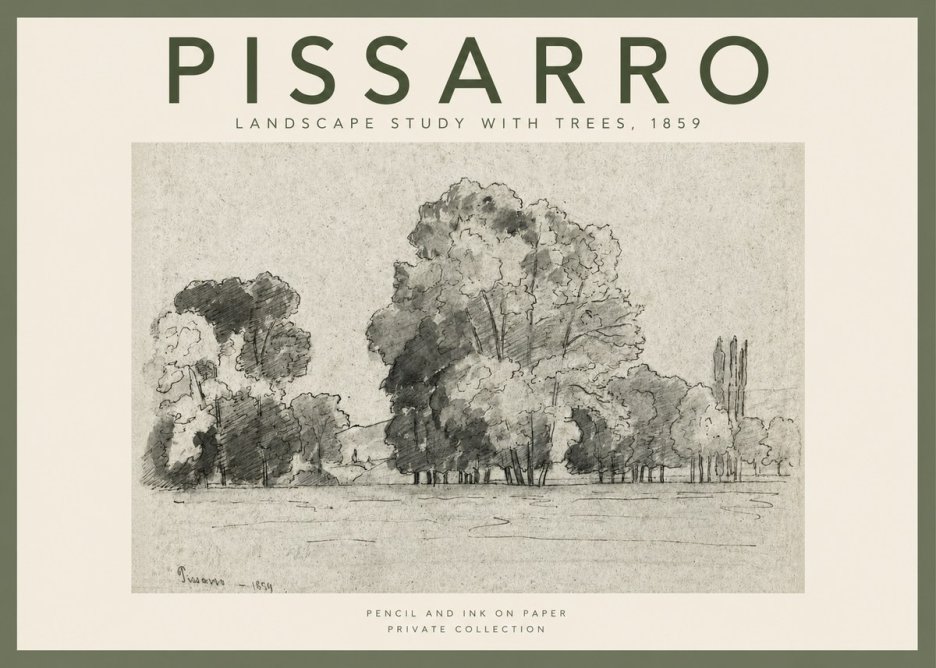 Pissarro Landscape Study with Trees No2 - Plakát