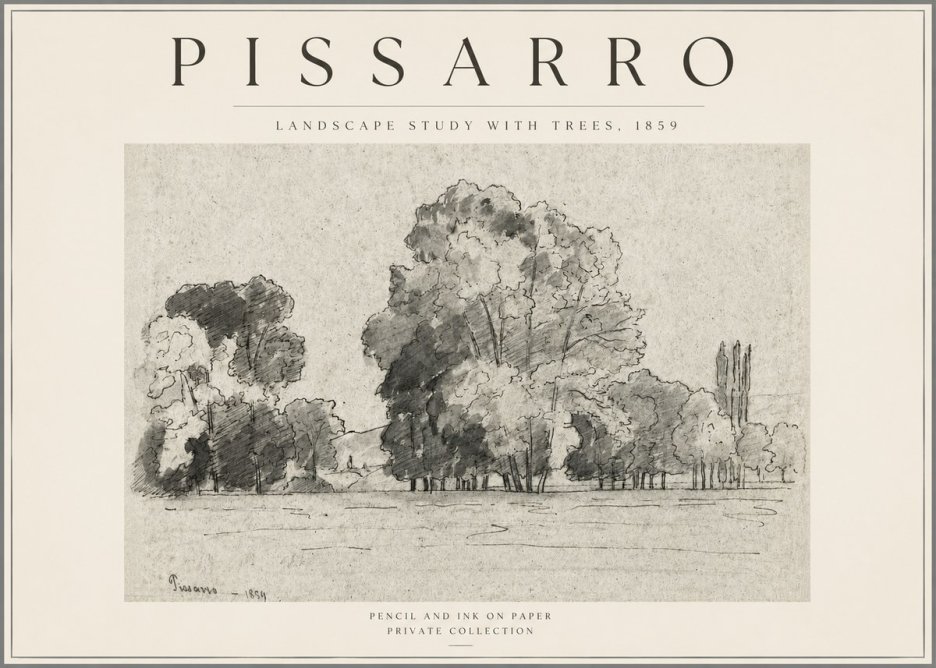 Pissarro Landscape Study with Trees No3 - Plakát
