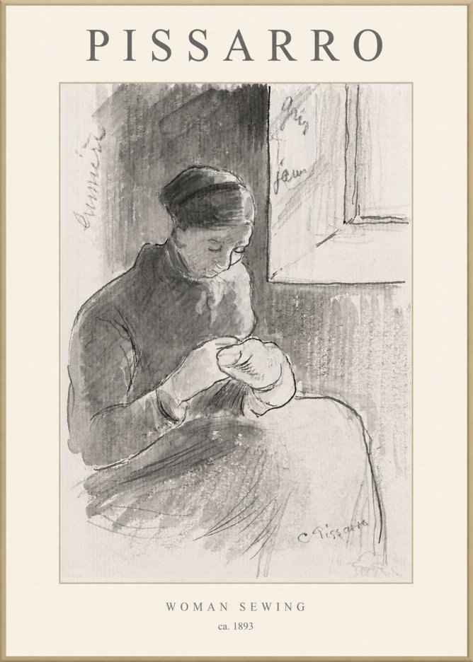 Pissarro Woman Sewing No1 - Plakát